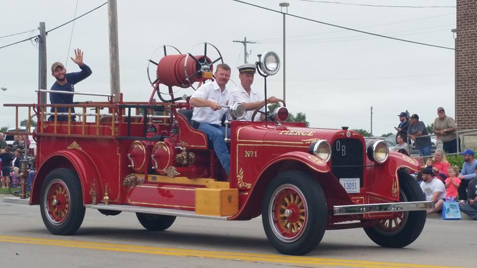 Pierce's 1925 Graham Brothers Dodge pumper in a parade